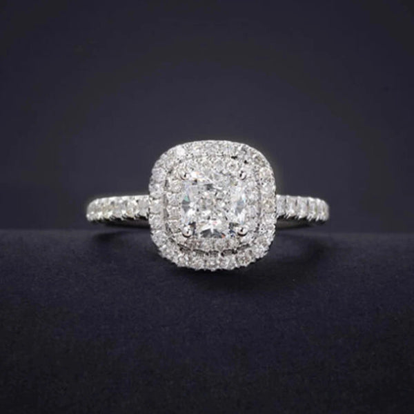 1.65 Carat Cushion Cut Halo Ring
