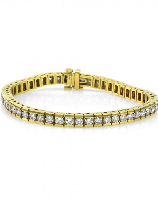 Bar Set Diamond Tennis Bracelet in 18K Yellow Gold
