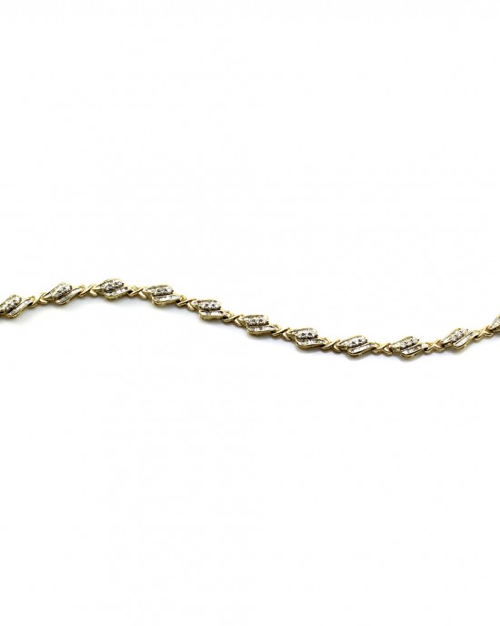 Round Brilliant & Baguette Cut Diamond Fancy Link Bracelet in 14K Yellow Gold