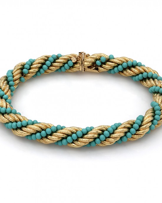 Turquoise Chain Bracelet in Gold