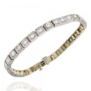 14KW Diamond Square Link Bracelet