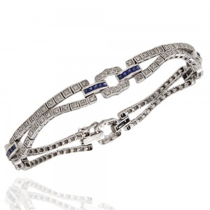 Vintage Style Diamond and Sapphire Bracelet