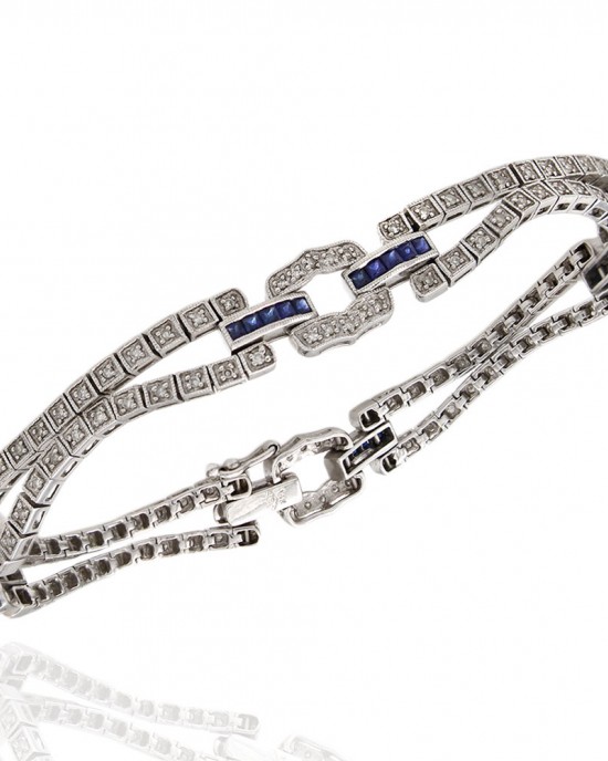 Vintage Style Diamond and Sapphire Bracelet