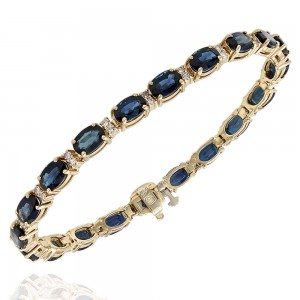 14KY Alternating Sapphire and Diamond Bracelet