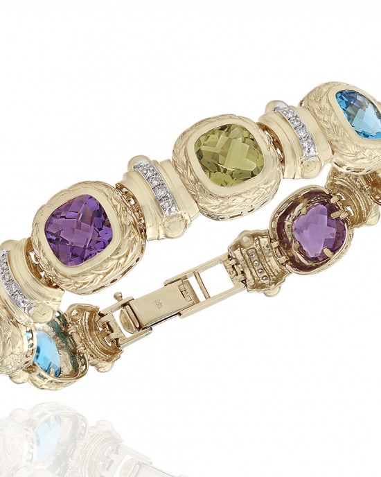 Amethyst, Citrine, Blue Topaz and Lemon Quartz Bracelet