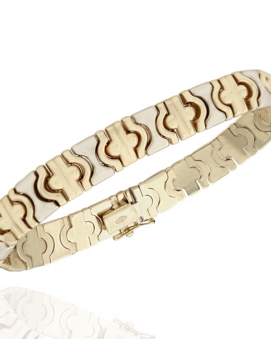 Hour Glass Link Bracelet in 2 Tone Gold