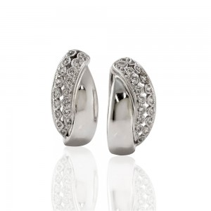 Diamond Pave Oval Hoops in Gold