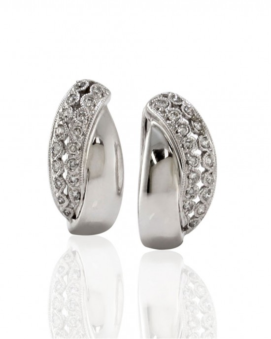 Diamond Pave Oval Hoops in Gold