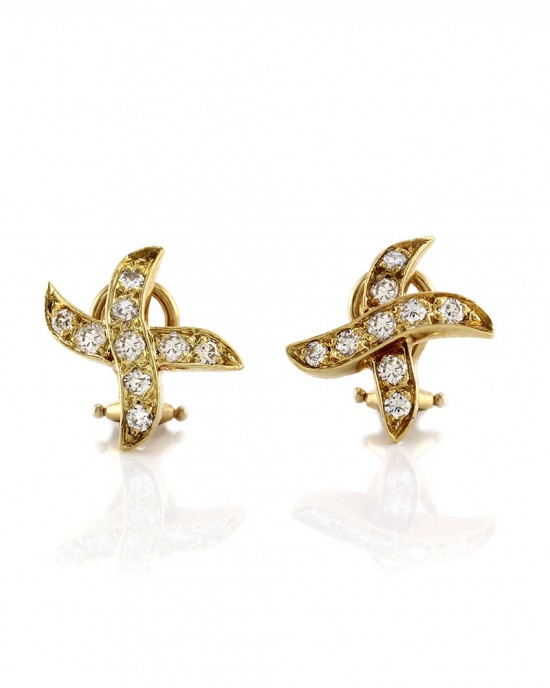 Diamond X Earrings in Gold