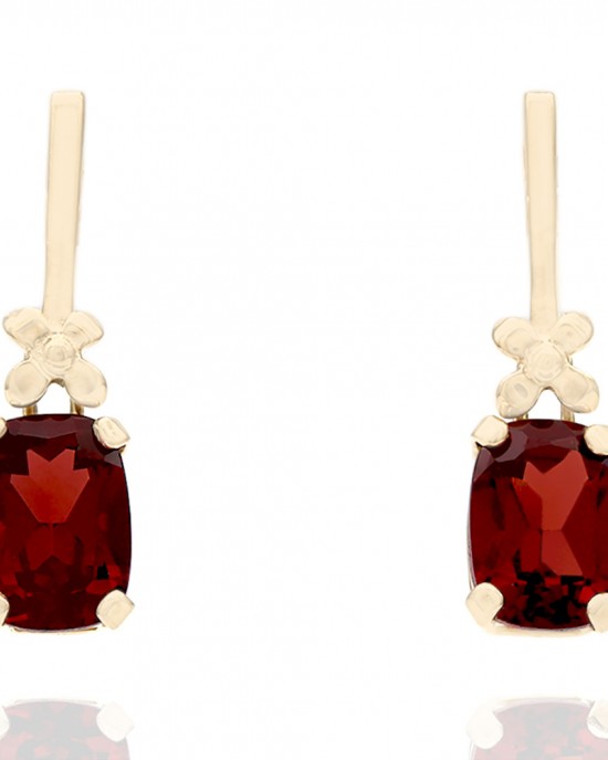 Garnet Drop Earrings in Gold