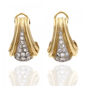 14KY Diamond Pave Triangular Shape Earrings