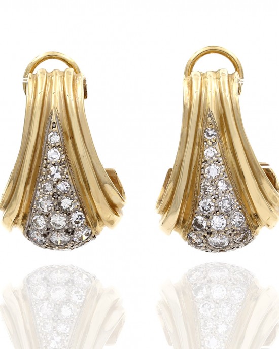 14KY Diamond Pave Triangular Shape Earrings