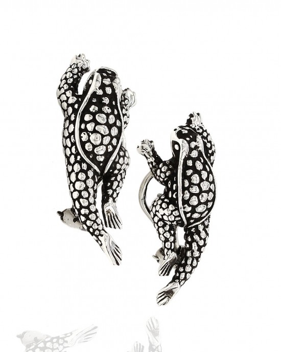 Kesiselstein Cord Horny Toad Earrings in Silver