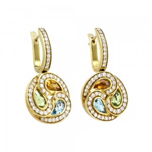 Frederic Sage Multi-Color Gemstone & Pave Diamond Earrings in 18K Gold