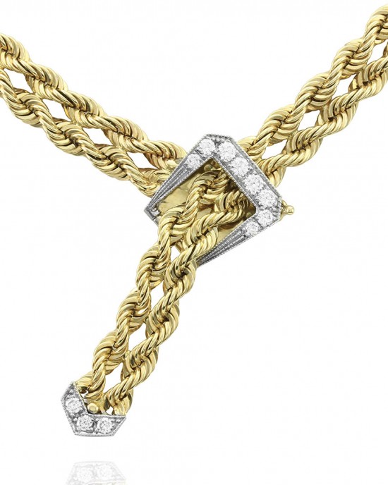 Pave Diamond Buckle Choker in Gold