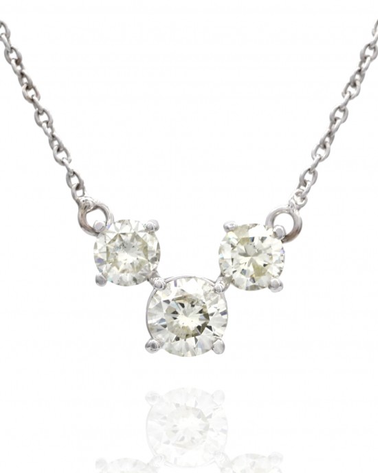 3 Stone Diamond Chain Necklace in Gold