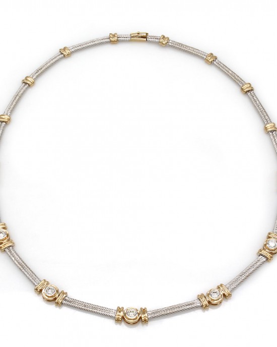 Diamond Cable Necklace in Gold
