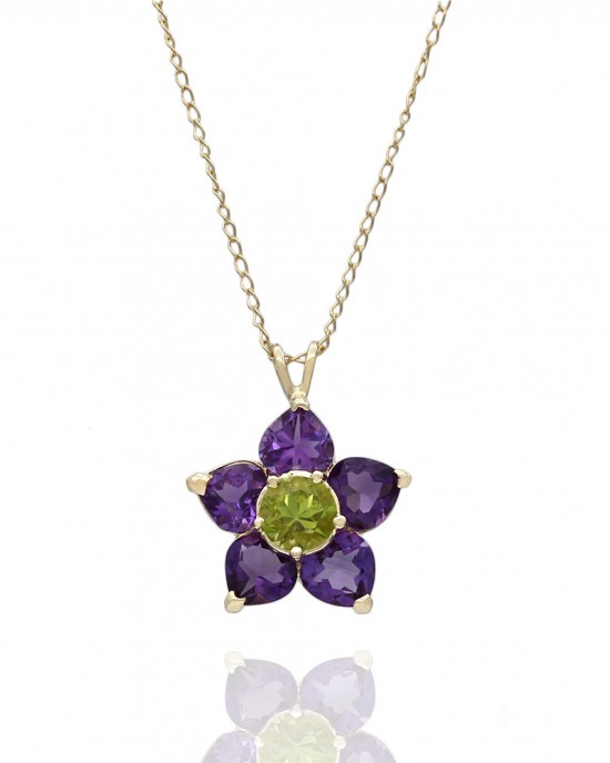 Amethyst and Peridot Flower Necklace