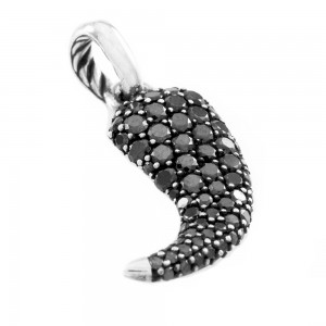 Gent's YURMAN 'Petrvs Lynx'  Black Diamond Pendant in  Silver