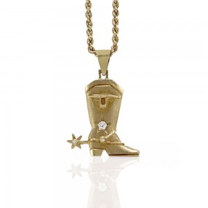 Cowboy Boot and Spur Pendant in Gold