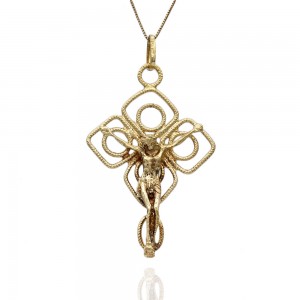 18KY Textured Crucifix Pendant