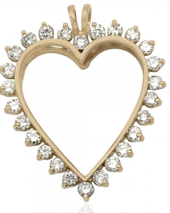 Diamond Open Heart Pendant in Gold