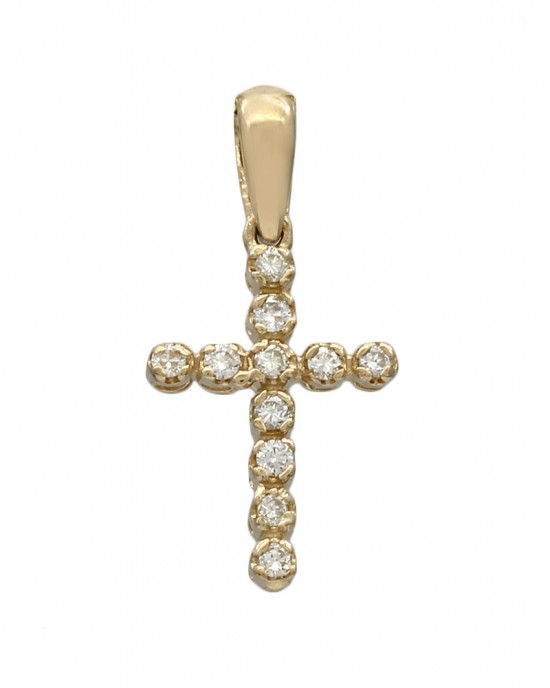 Diamond Cross Pendant in Yellow Gold