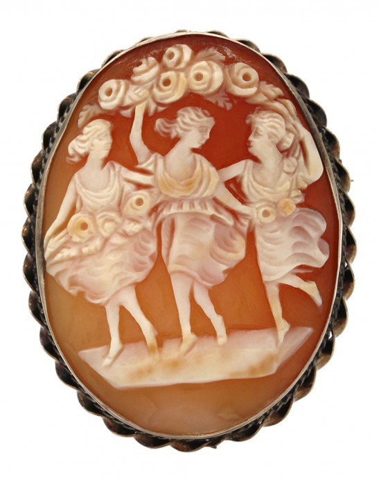Three Graces Cameo Brooch/Pendant in Gold
