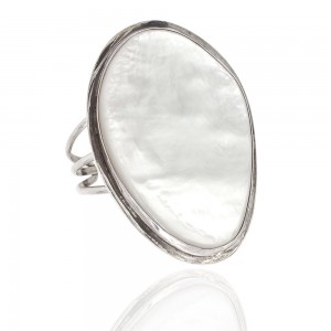 Huge Navajo 925 Sterling Silver Mother of Pearl Cuff Bracelet Signed Y