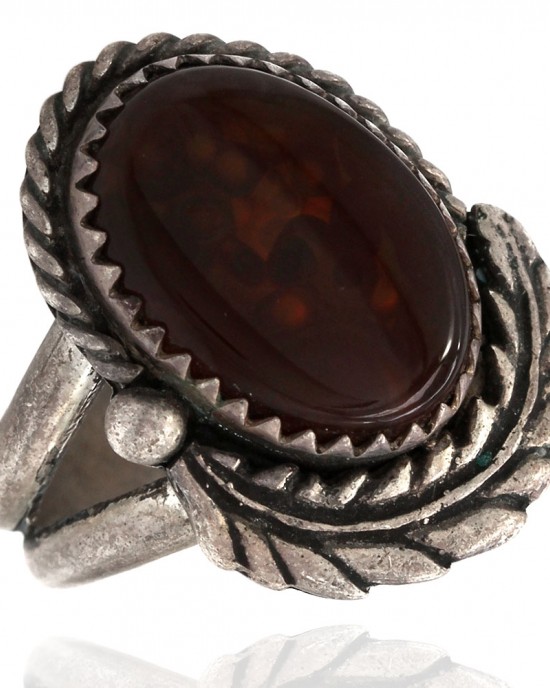 Navajo Sterling Silver & Fire Agate Ring