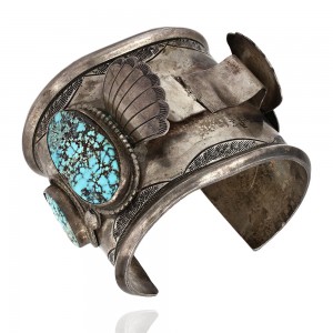 Large Navajo Sterling Silver & Turquoise Watch Cuff Bracelet