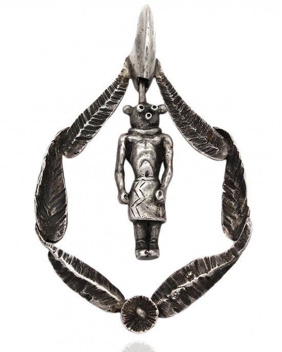 Navajo Sterling Silver Mudhead Kachina Pendant