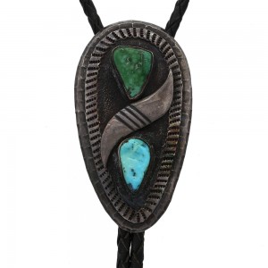 Navajo Aaron Chischiligi Sterling Silver & Turquoise Bolo Tie