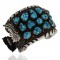A&L WALLACE Zuni Sterling Silver Nugget Turquosie Cluster Watch Cuff Bracelet