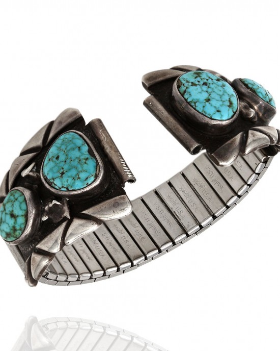 ELIAS Navajo Sterling Silver Spiderweb Turquoise Watch Bands