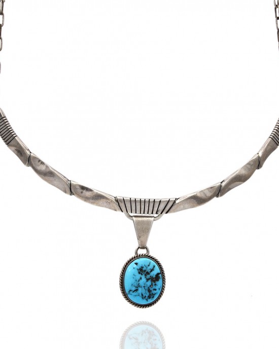 George Begay Navajo Handmade Sterling Silver Turquoise Necklace