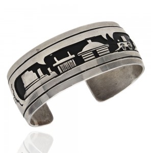 D. Sloane Vintage Navajo Sterling Silver Handmade Overlay Cuff Bracelet