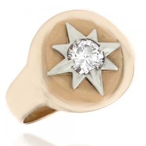14K Diamond Solitaire Star Ring