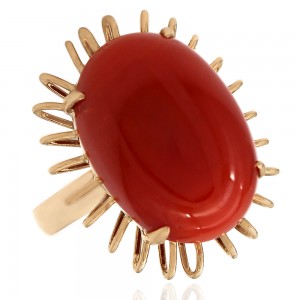 14K Red Moro Coral Ring